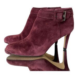 Vince Camuto red suede booties with buckle size 7.5